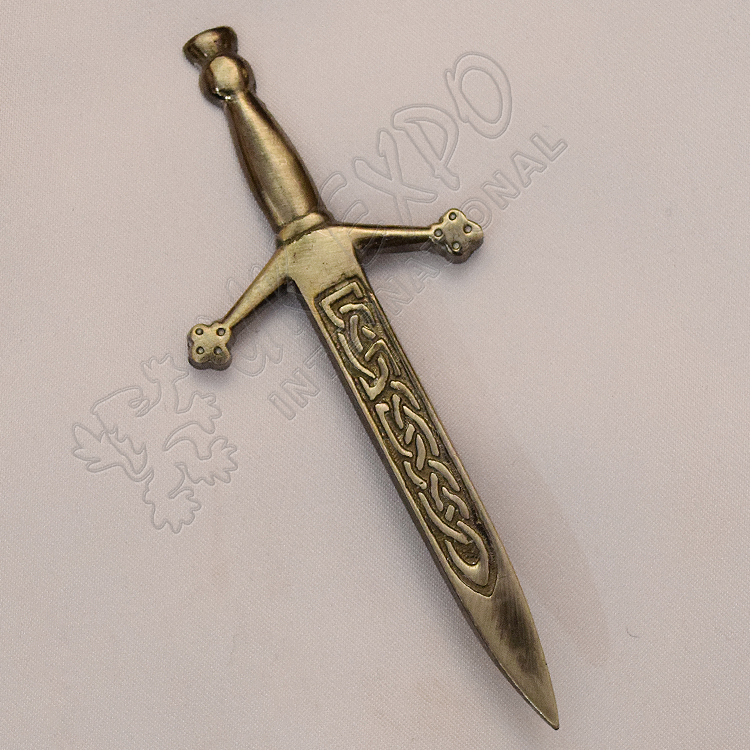 Claidhmhor Interlace Shiny Antique Kilt Pin