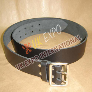 Black Color Leather Utiltiy kilt Belt With Double pin Ruler Buckle