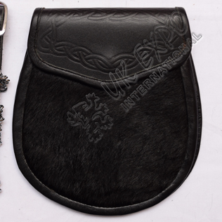 Black Cow Skin and celtic embossed on flap