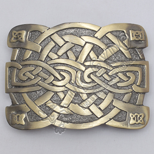 Celtic Irish Trinity Cross Knot Brass Antique Kilt Buckle