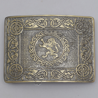 Celtic Rampart Lion Brass Antique Kilt Belt Buckle 