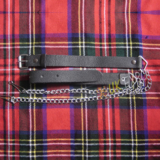 Graint Leather Belt with Chain