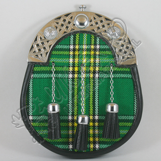 Irish National Tartan Sporran with celtic Cantle