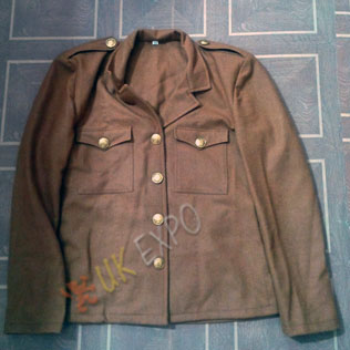 Khaki Military Jacket Wool Material Brass Buttons