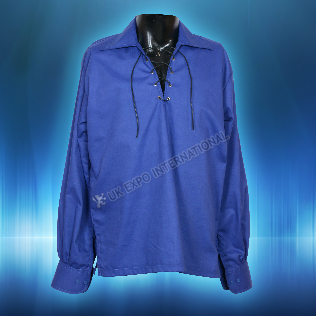 Royal Blue Scotland color Mens Scottish Highland Jacobite Shirts Jacobean Ghillie