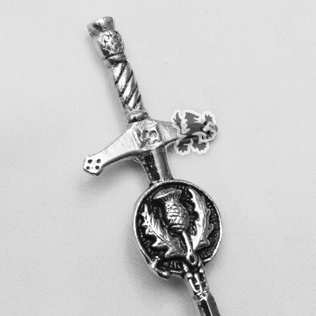 Scottish Flower Clan Badge Kilt Pin with Black Color Filling