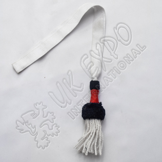 Sword Knot Silver Braid and Silver fringes, Black and Red Wool Cuff