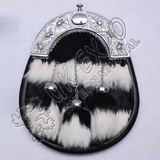 White and Black rabbit fur with 3 tessels matching