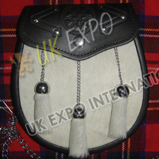 White Color Goat Skin Celtic emboosed on Flap with Studs