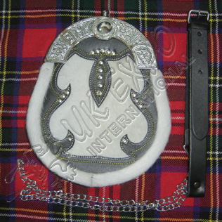 White Goat Sking With leather , Studs with celtic cantle