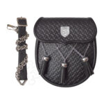 Zig Zag Leather With Lion Badge Sporran