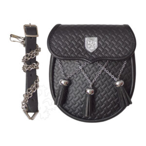 Zig Zag Leather With Lion Badge Sporran