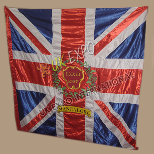 73rd_regimental_king_color_flag_m_297.jpg 73rd Regiment of Foot Highland Large Hand Embroidery Flag mangalore LXXII REG - Image 1
