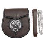 Brown Piping Leather Celtic Embossed Smart Sporran