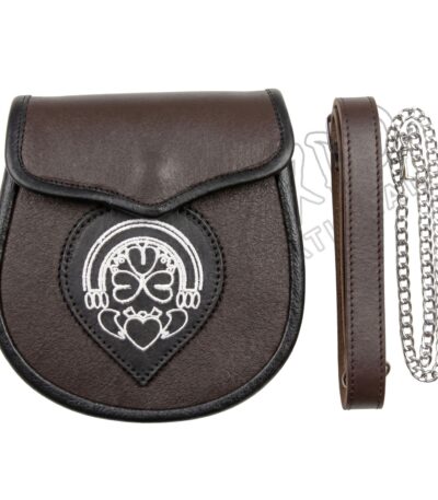 Brown Piping Leather Celtic Embossed Smart Sporran