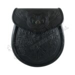 Celtic Embossed Cowhide Black Leather Sporran