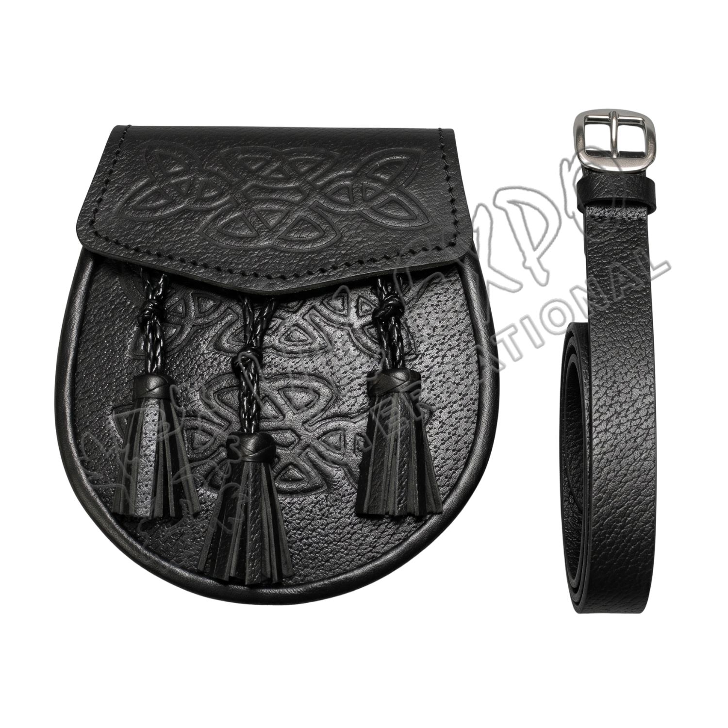 Celtic Embossed Leather Day Wear Knotwork Sporran Celtic Embossed Leather Day Wear Knotwork Sporran