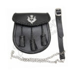 Black Leather Embossed Day Wear Thistle Sporran