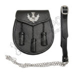 Black Leather Embossed Thistle Sporran