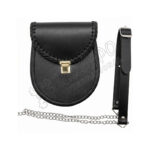 Scottish Black Leather Embossed Day Wear Sporran