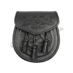 Cowhide Celtic Embossed Black Leather Sporran