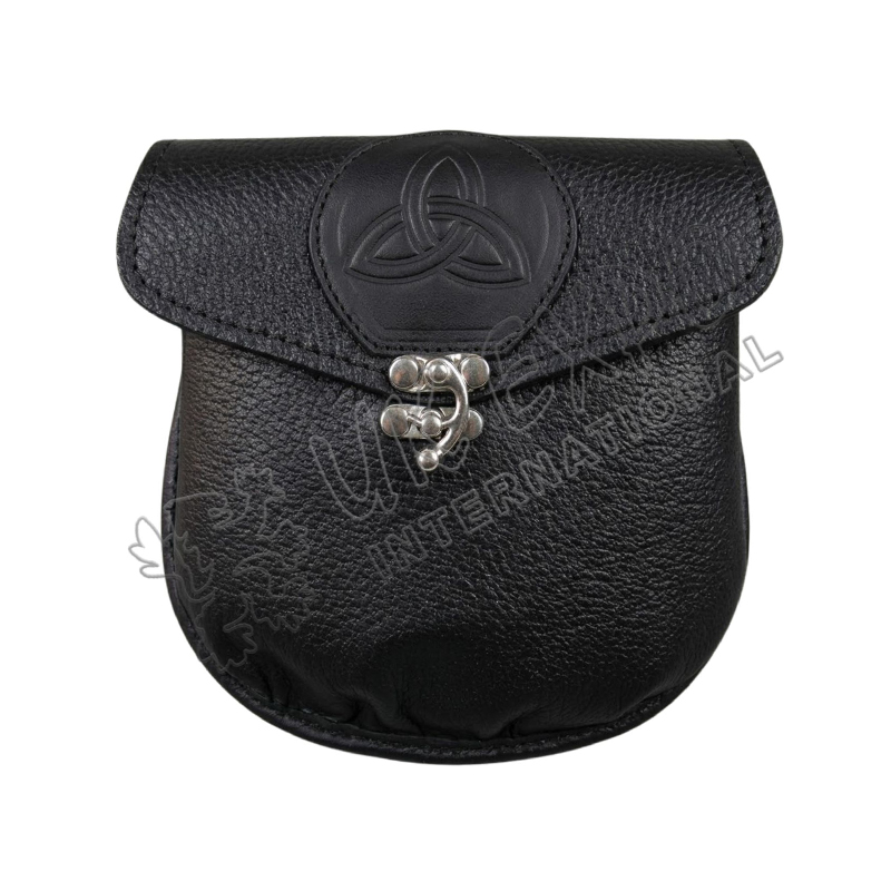 Copyrightbypakleatherjackets Black Celtic Embossed Leather Smart Sporran - Image 1