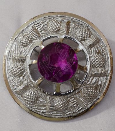 Thistle Moulded With Amethyst Stone Brooch
