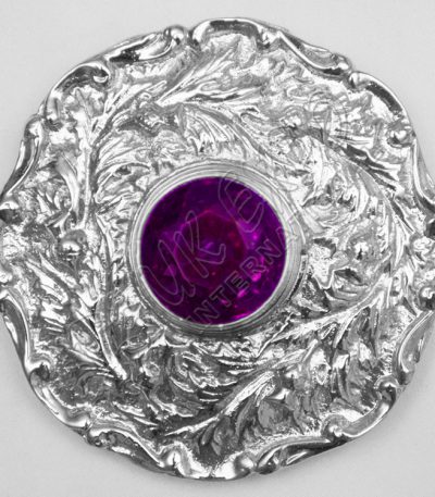 Thistle Moulded Amethyst With Stone Brooches