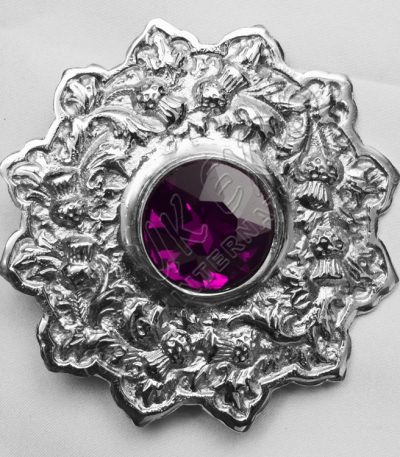 Amethyst Stone Thistle With Trim Brooches