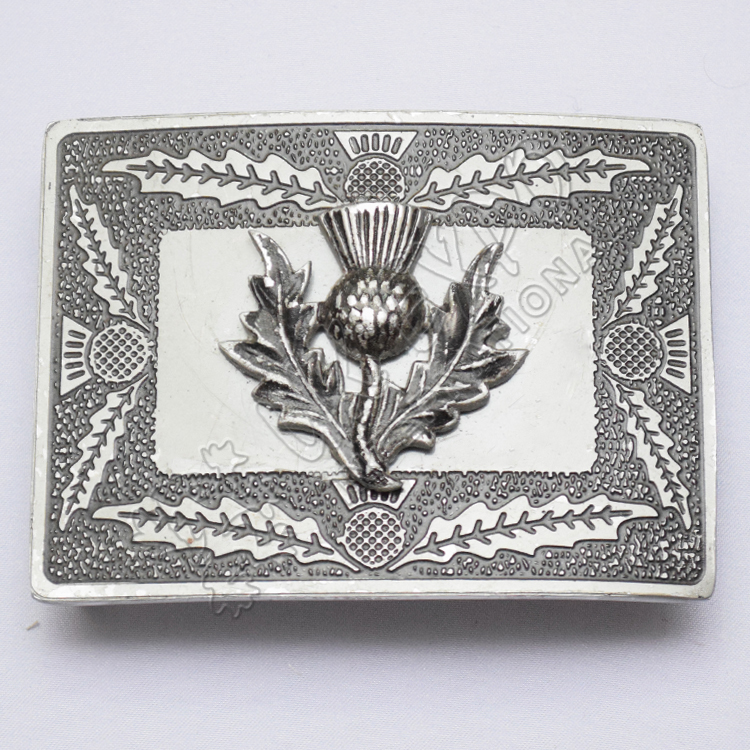 Antique Scottish Thistle Black Color Filled And Dull Finish Buckle