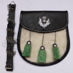White Leather Frosted Emerald Luxury Faux Fur Sporran