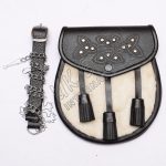 Artificial White Skin Embossed Black Leather Sporran