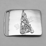 Chrome Buckle With Bagpiper Badge
