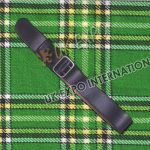 Double Pin Buckle Black Leather Kilt Belt