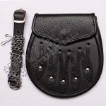 Black Leaves Embossed Leather Sporran