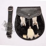 Polar Night Black Rabbit Fur Embossed Leather Sporran