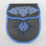Black Blue Embroidered Leather Sporran