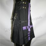 Black With Purple Strip Cargo Kilt