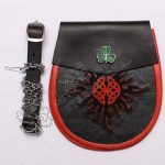 Embroidered Leather Semi-Dress Shamrock Sporran