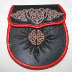Embroidered Black Semi Dress Red Piping Leather Sporran