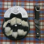Artificial Skin Black White Scottish Flower Celtic Sporran