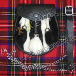Black & White Rabbit Fur Black Leather Sporran