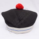 Balmoral Elegance Black Hat With Bold Red Pom Pom