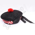 Classic Black Balmoral With White & Red Dicing Hat