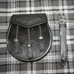 Black Calf Skin Celtic Embossed Black Leather Sporran