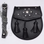 Black Embossed Leather Studded Sporran