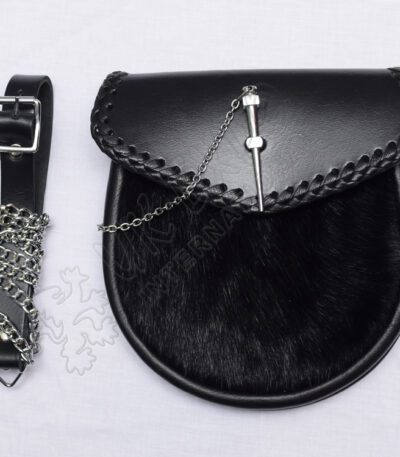 Knotwork Black Cow Skin Chain Lock Sporran