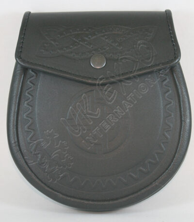 Celtic Embossed Black Leather Sporran