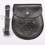 Black Color Leather Semi Dress Embossed Sporran