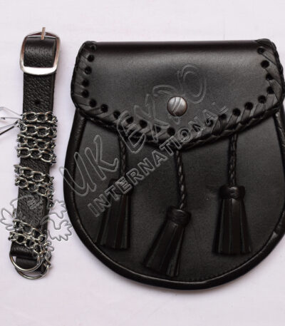 Black Color Semi-Dress Leather Sporran
